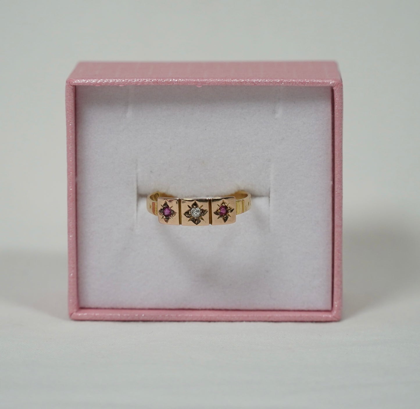 Victorian 18CT Gold Ruby and Diamond Ring, Hallmarked London 1873 - P 1/2 Jewellery