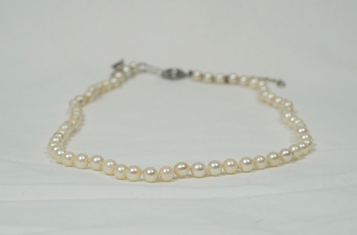 Pearls, 9CT White Gold Clasp Pearl Necklace, Diamond Set Jewellery