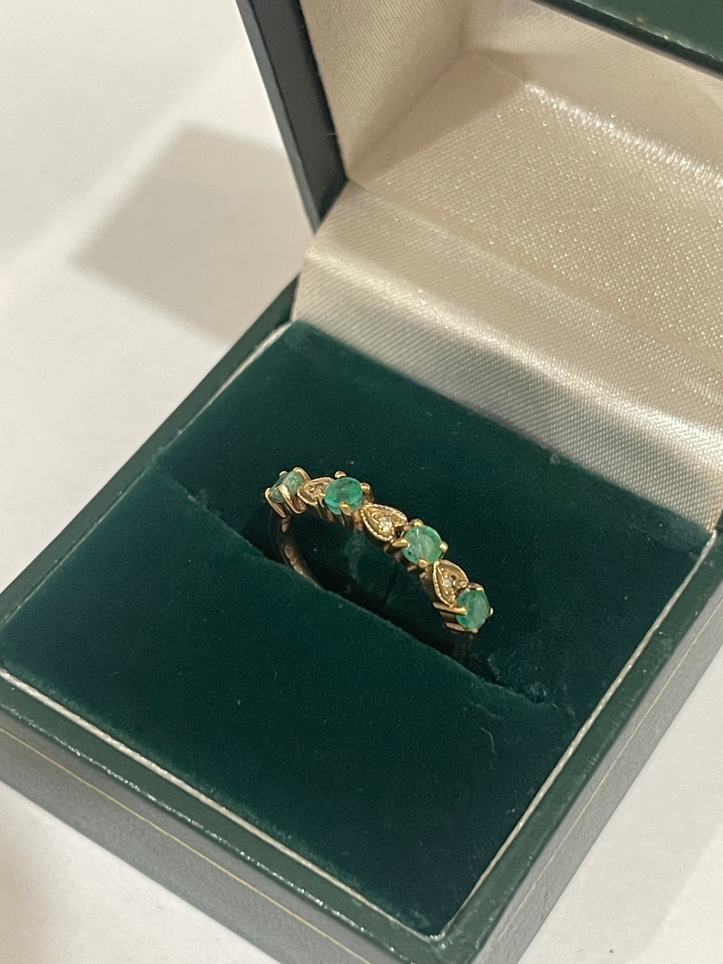 9 Carat Gold, Emerald And Diamond Ring, Size K, Hallmark, 1.35g Jewellery