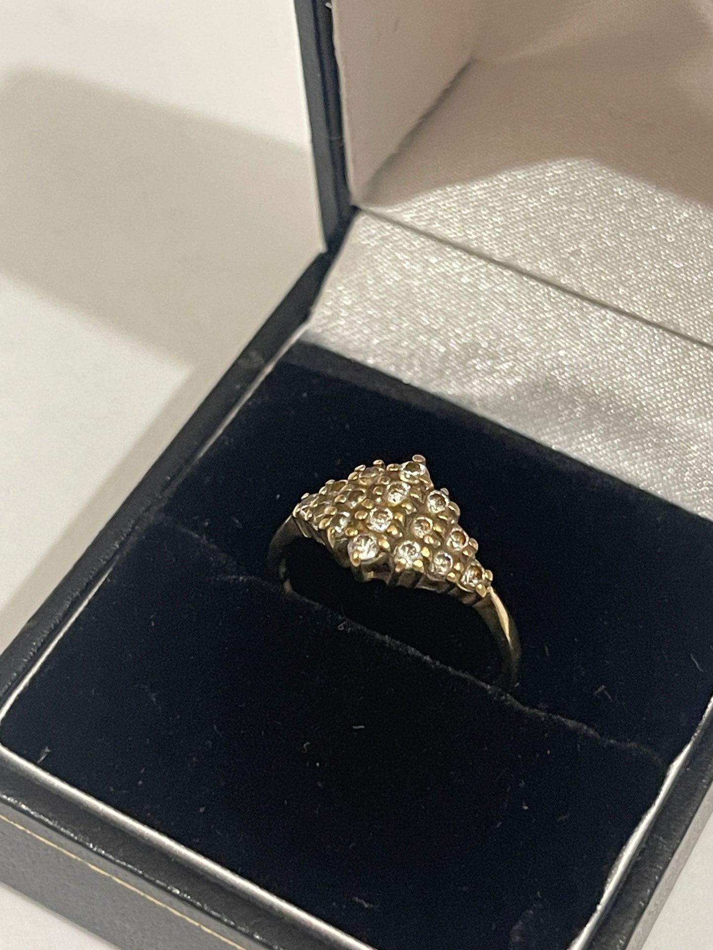 9CT Gold Ring, CZ Cluster, size M-N Jewellery