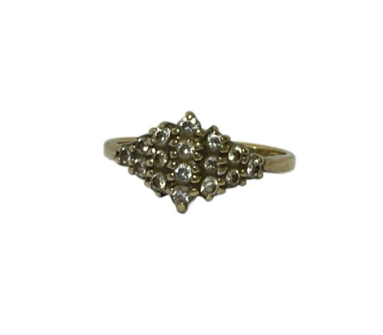 9CT Gold Ring, CZ Cluster, size M-N Jewellery