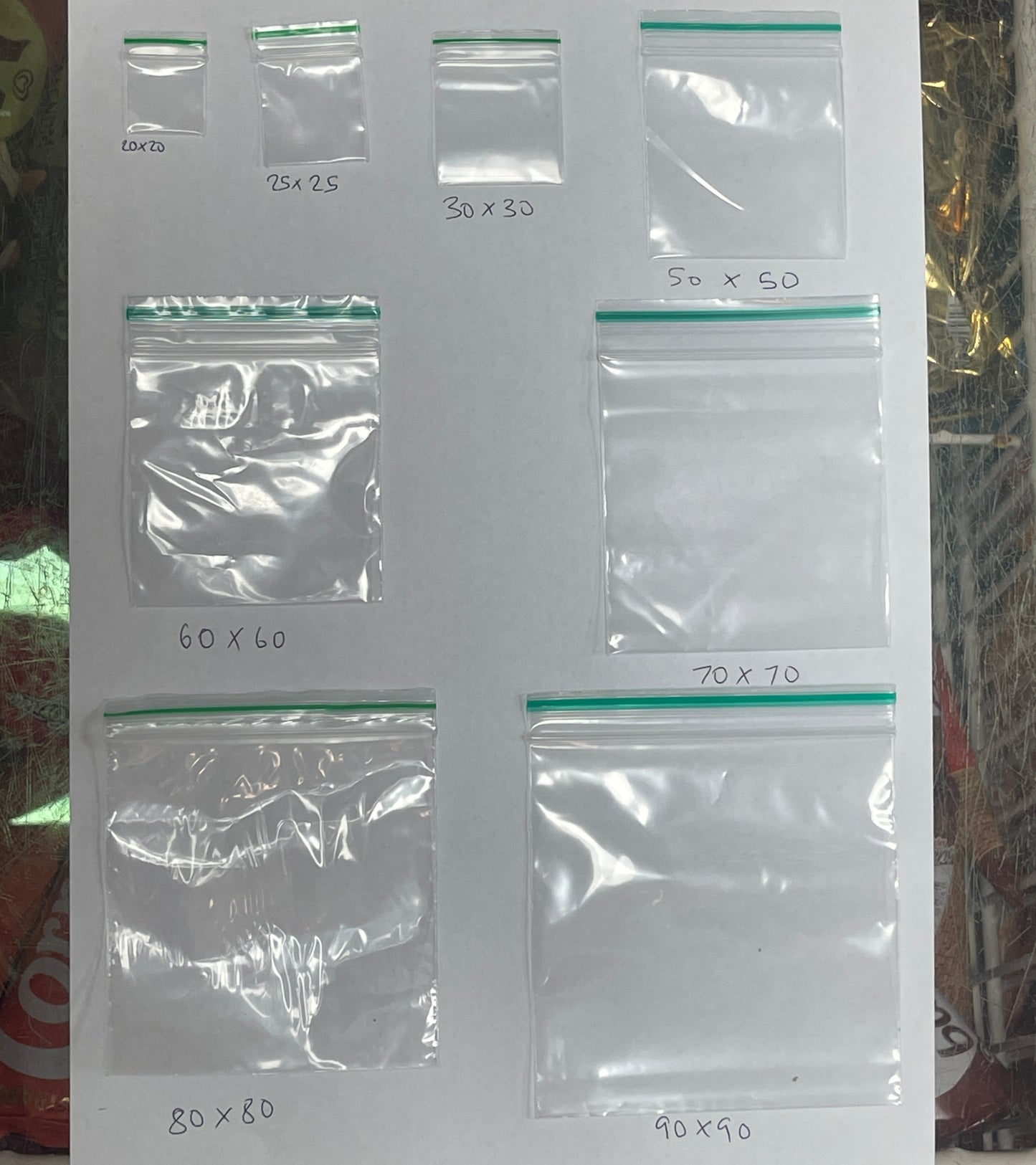 100 Resealable Bags, Plastic, 4.5cm x 4.5cm