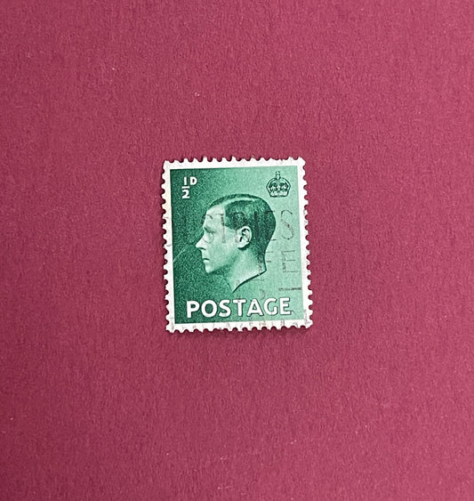 Edward VIII,
Definitive Stamp,
1/2D, Green Stamp,
Great Britain,
1936