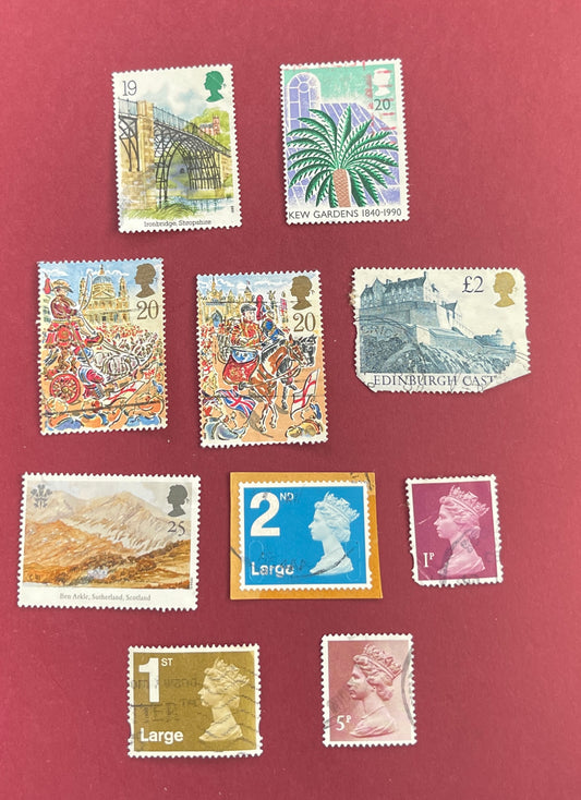 British Stamps,  10 Mixed British Stamps,  All years 4