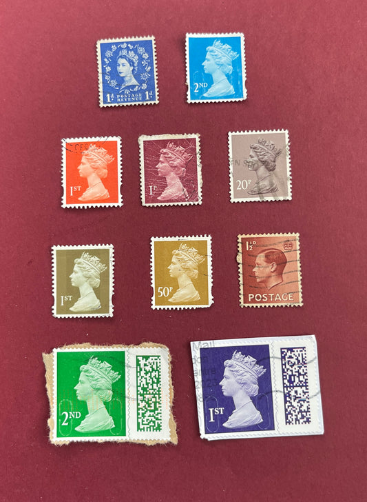 British Stamps,  10 Mixed British Stamps,  All years 3