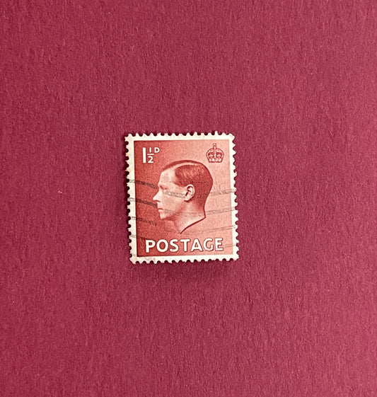 Edward VIII,

Definitive Stamp,

1 and 1/2D, Brown Stamp,

Great Britain,

1936