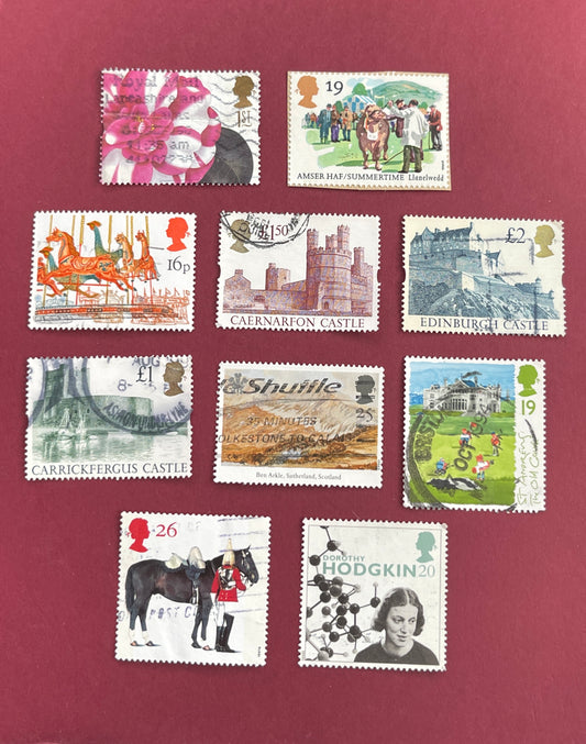 British Stamps,  10 Mixed British Stamps,  All years 9