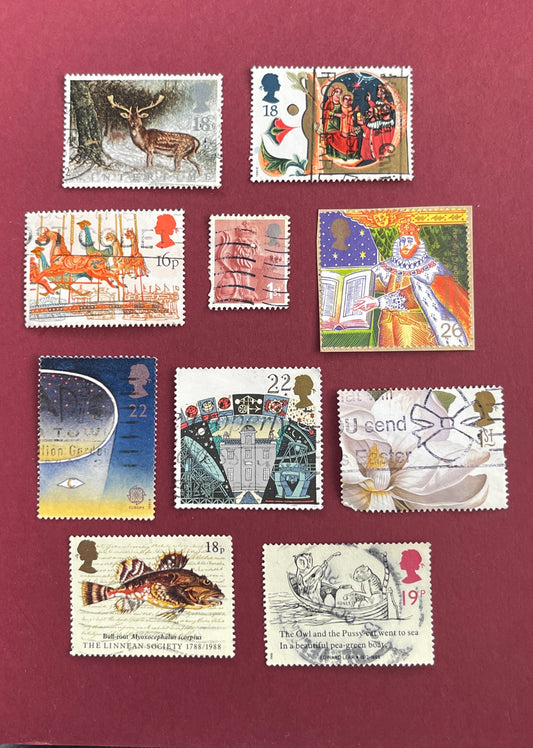 British Stamps,  10 Mixed British Stamps,  All years 10