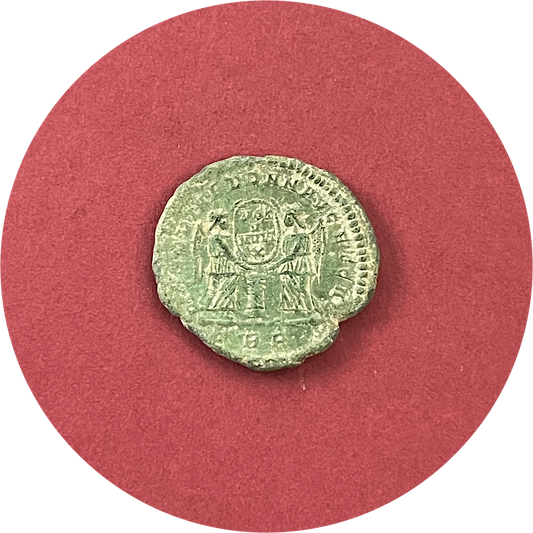 Decentius,
Roman Caesar,
Western Roman Empire
Roman Bronze,
Follis, Treveri Mint TRP
ca. 350-353AD
(N)