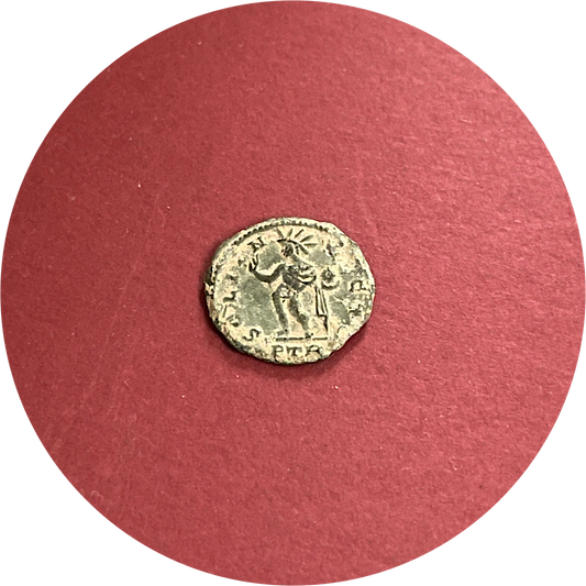 Constantine I,
Constantinian Dynasty,
Roman Bronze,
Follis, Treveri Mint PTR,
ca. 318D
(N)