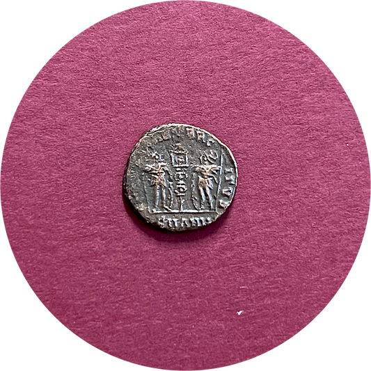 Constantius II,
Constantinian Dynasty,
Roman Caesar,
Roman Billon,
Centenionalis, 
Antioch mint SMANIA,
ca. 332-337AD 
(N)