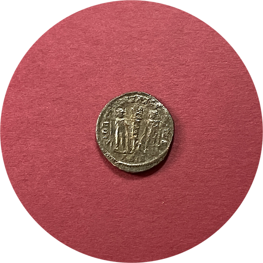 Constantine II,
Roman Caesar,
Constantinian Dynasty,
Roman Billon,
Centenionalis,
Siscia mint ASIS,
ca. 317-337AD  (N)