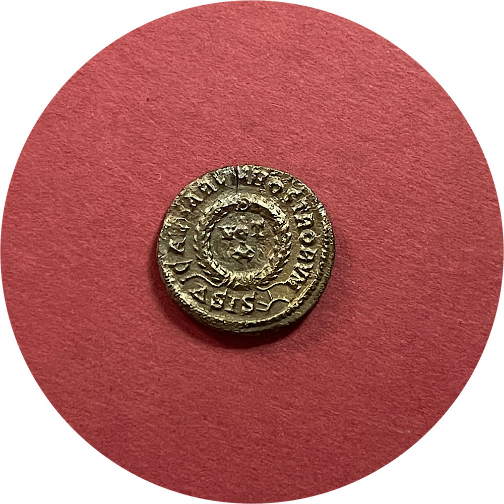 Crispus,
Roman Caesar,
Constantinian Dynasty,
Roman Billon,
Centenionalis, 
Siscia Mint △SIS,
ca. 317-326AD  (N)