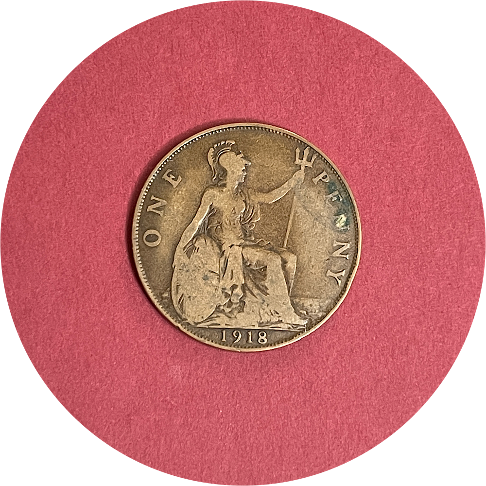 George V, One Penny, 1918 (B)