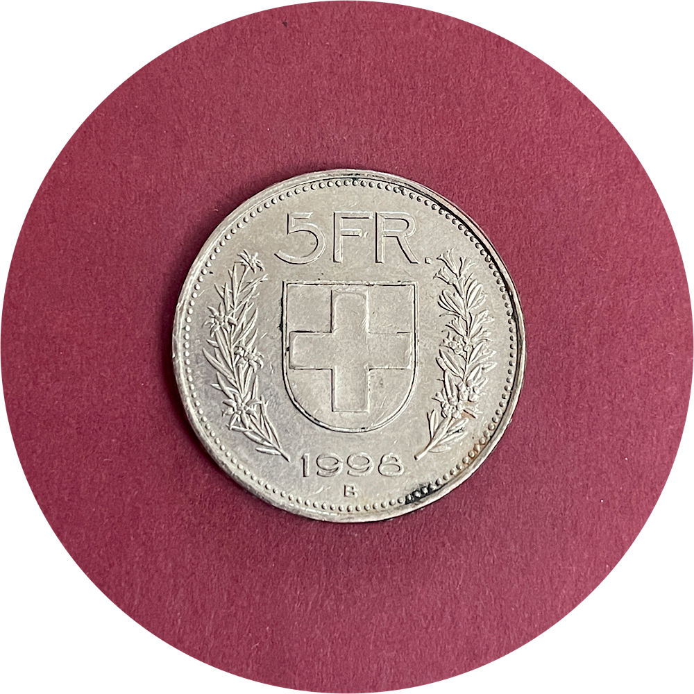 Switzerland,  Five Franc,  5 Fr,  1998 (N)