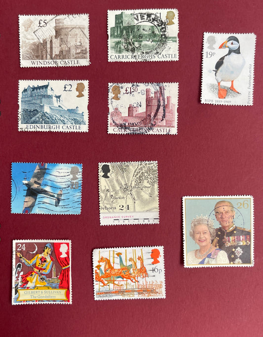British Stamps,  10 Mixed British Stamps,  All years 2