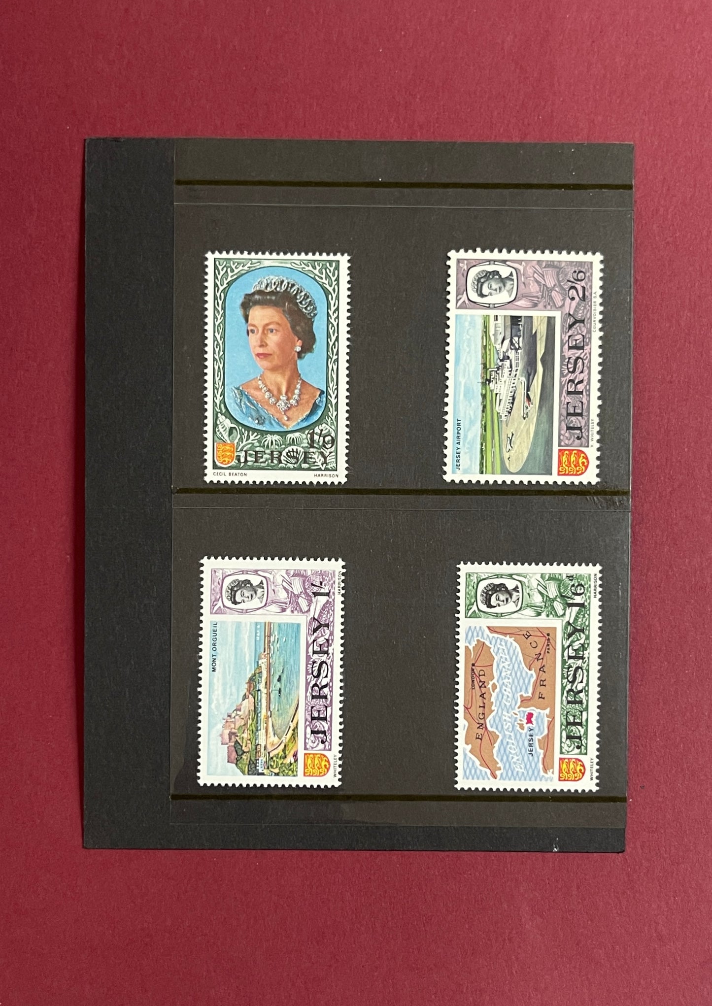 Elizabeth II, Pictorial Postage Stamp Set, First Definitive Issue, Unmounted,  4 Stamps, Jersey, 1969-1970