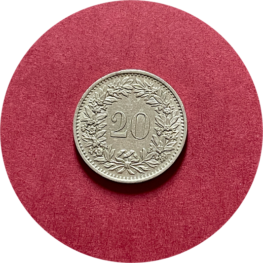 Switzerland,  Twenty Centimes,  Twenty Rappen,  1970 (N)