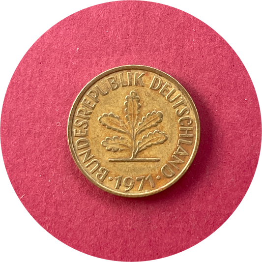Germany,  Ten Pfennig,  10 Pfenning, Deutsche Mark,  1971 (N)