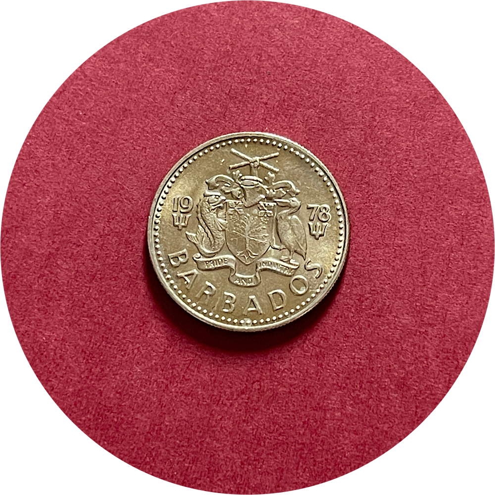 Elizabeth II,  Twenty Five Cents,  Barbados,  1978 (N)