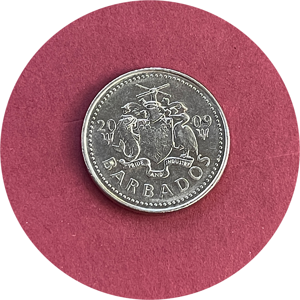 Elizabeth II,  Twenty Five Cents,  Barbados,  2009 (N)