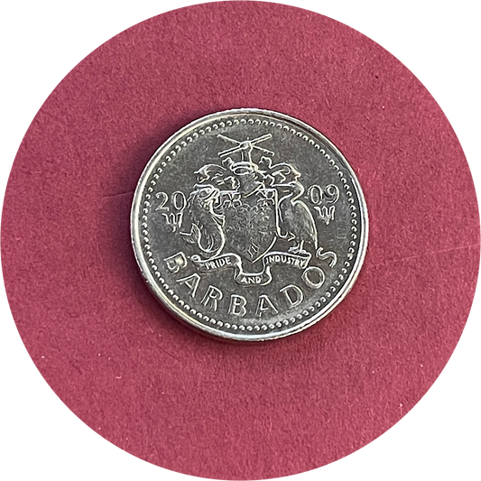 Elizabeth II,  Twenty Five Cents,  Barbados,  2009 (N)