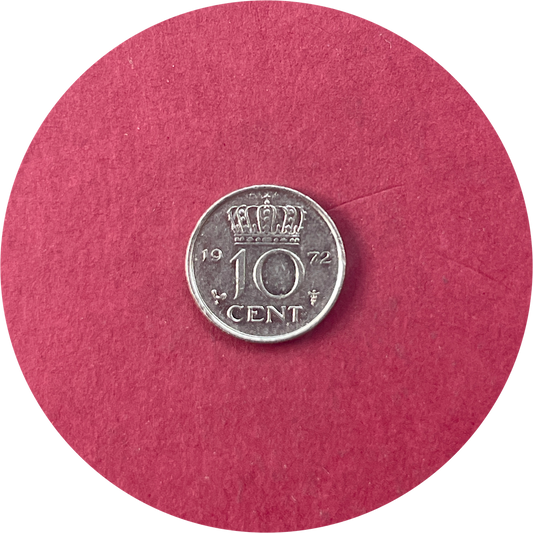 Juliana, Ten Cents, 10 Cents, Gulden, Netherlands, 1972 (N)