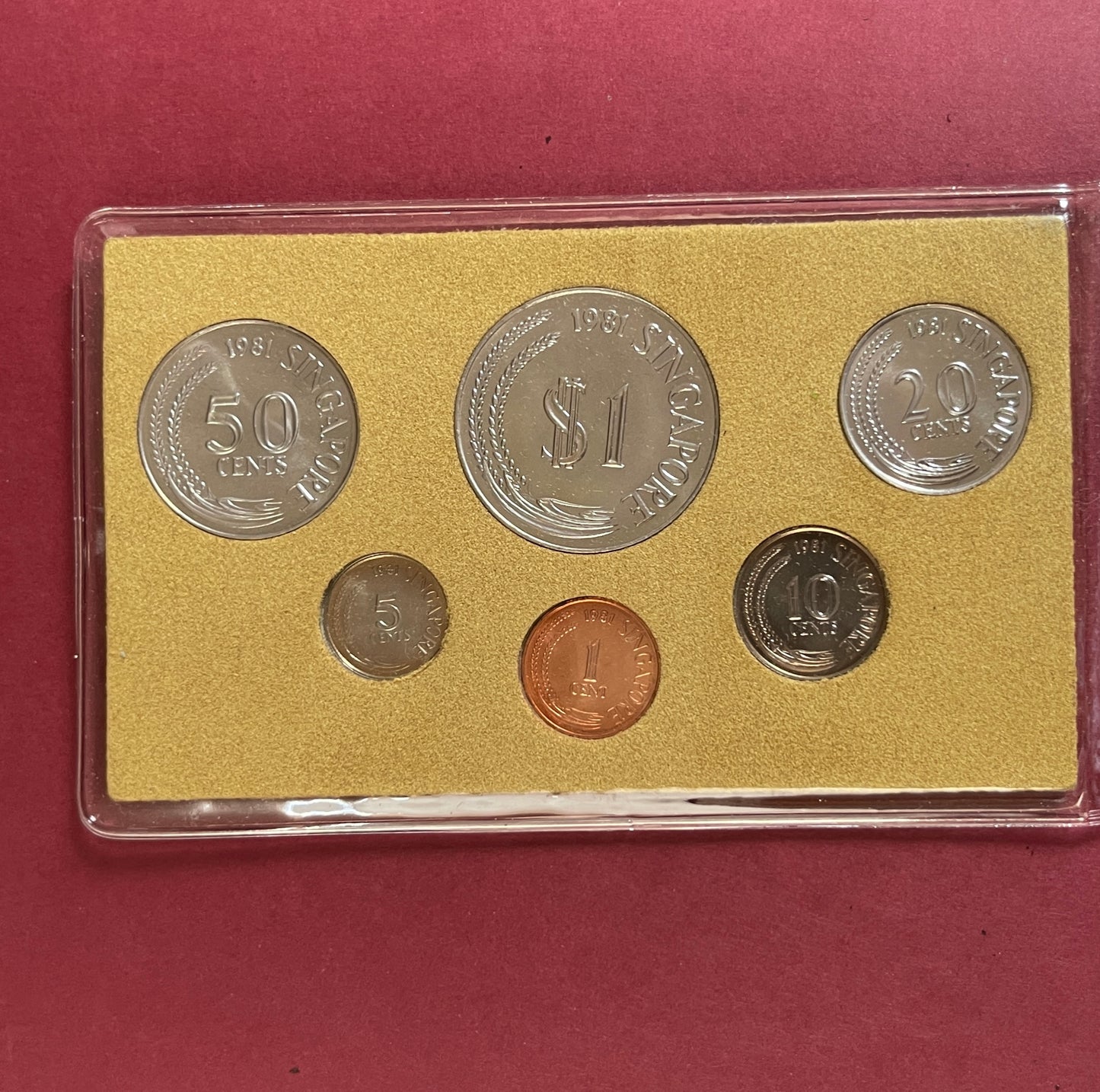 Singapore,  6 Coin Set,  Cased, Uncirculated,  Year of the Rooster Set,  1981, (N)