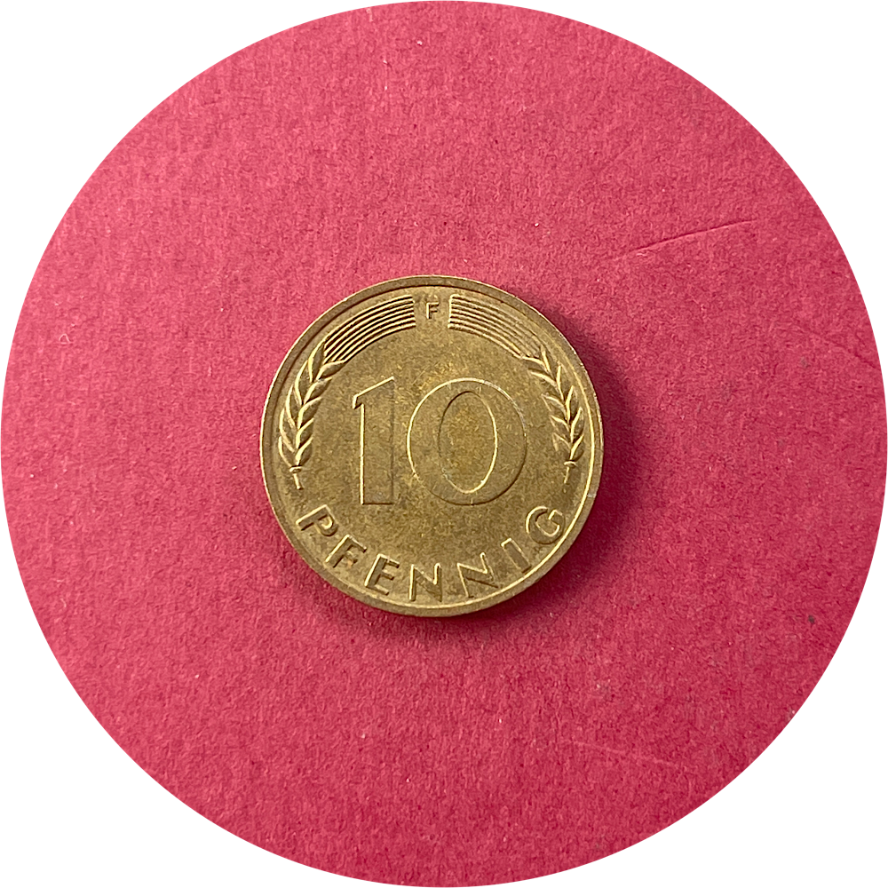 Germany,  Ten Pfennig,  10 Pfenning, Deutsche Mark,  1969 (N)