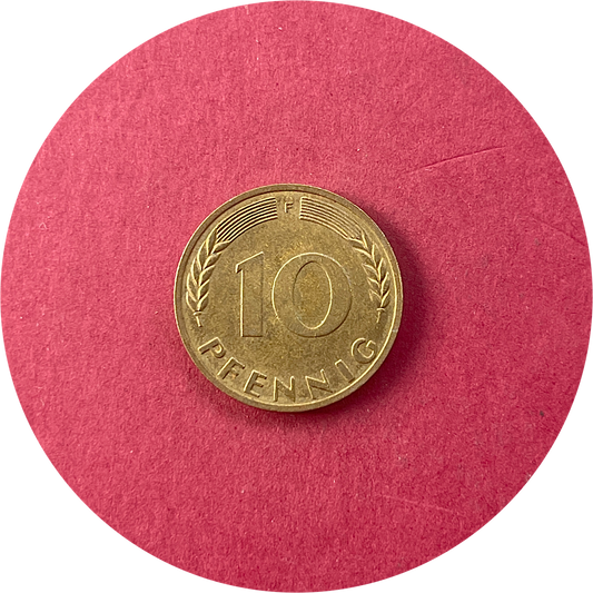 Germany,  Ten Pfennig,  10 Pfenning, Deutsche Mark,  1969 (N)