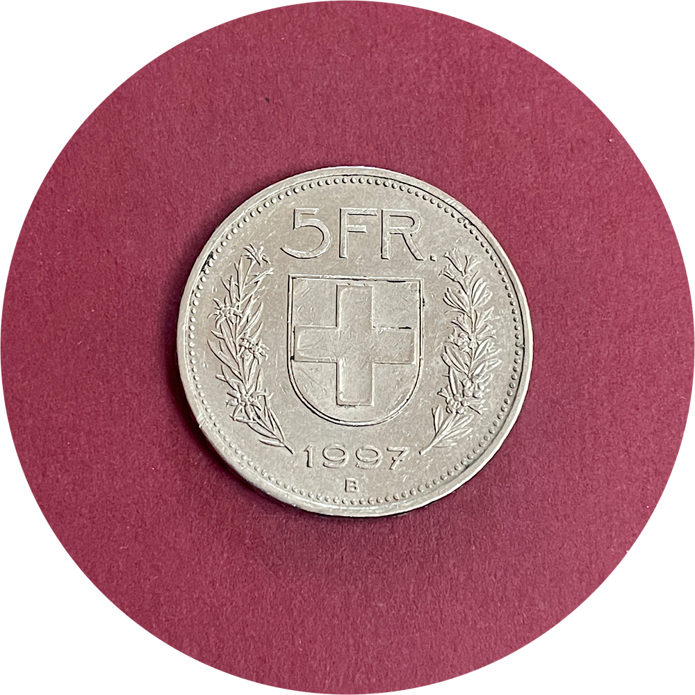 Switzerland,  Five Franc,  5 Fr,  1997 (N)