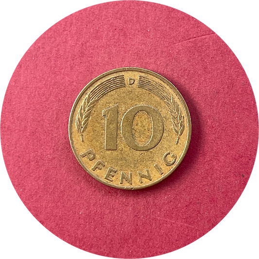 Germany,  Ten Pfennig,  10 Pfenning, Deutsche Mark,  1976 (N)
