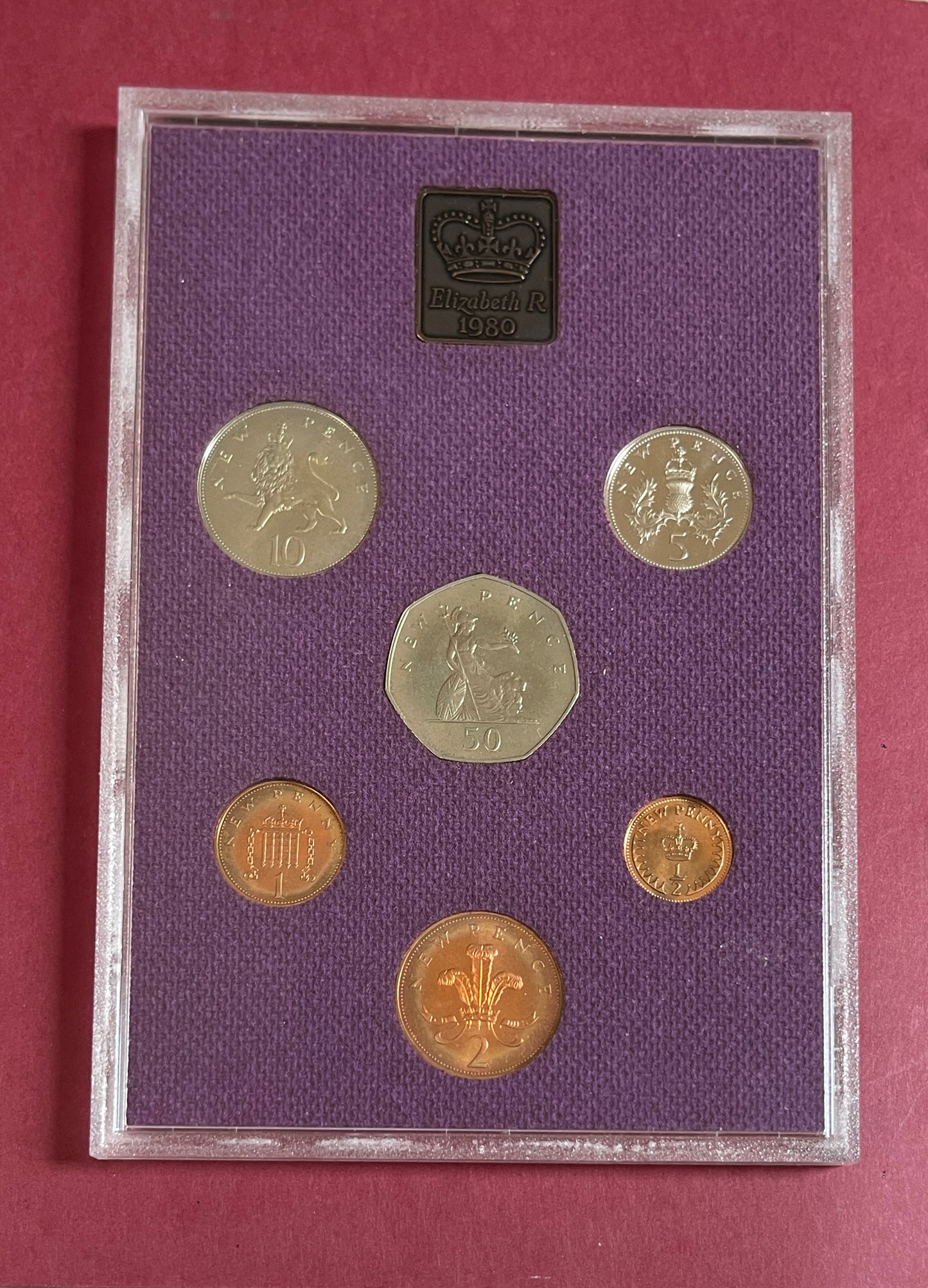 Elizabeth II,  Great Britain and Northern Ireland Coinage Set  Cased, Uncirculated,  Set of 6 Coins,  United Kingdom,  1980 (B)