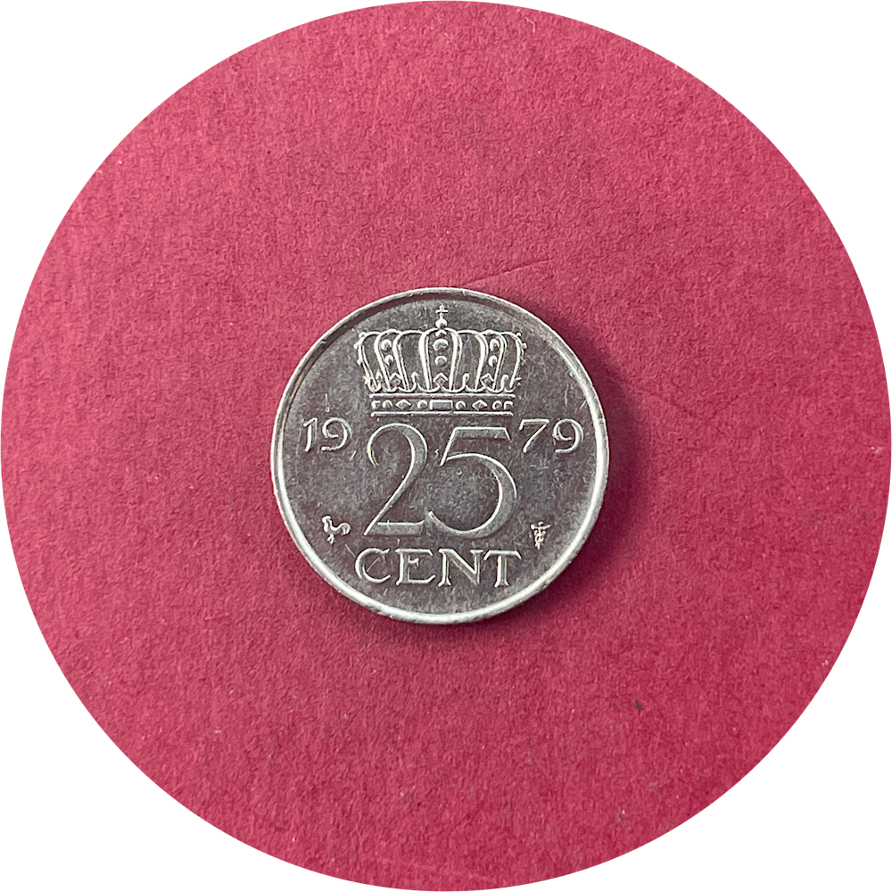 Juliana,  Twenty Five Cents,  25 Cents, Quarter Gulden,  Netherlands,  1979 (N)