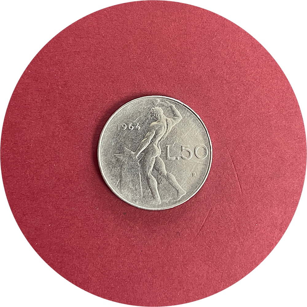 Italy,  Fifty Lire,  L.50,  1964 (N)