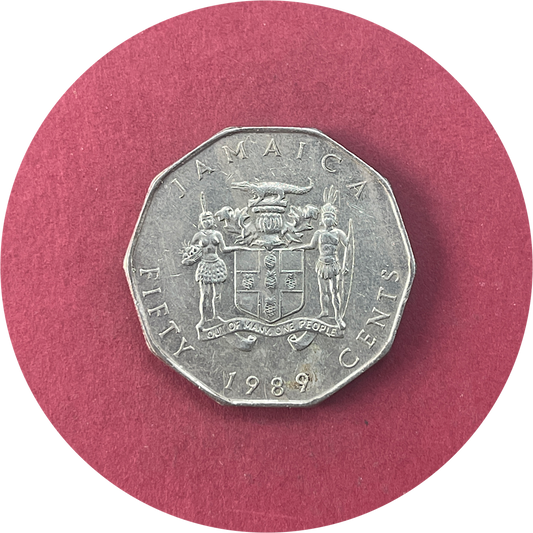Elizabeth II,  Fifty Cents,  50 Cents,  Jamaica, 1989 (N)