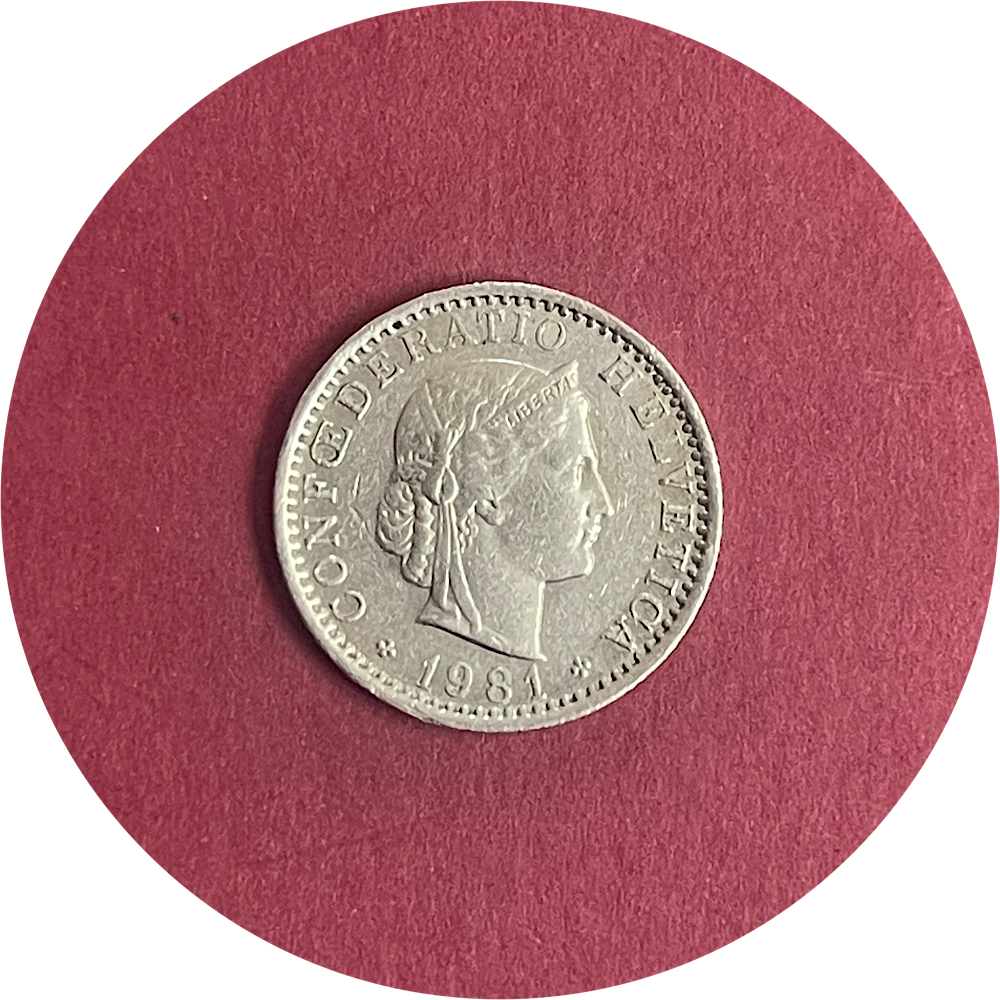 Switzerland,  Twenty Centimes,  Twenty Rappen,  1981 (N)