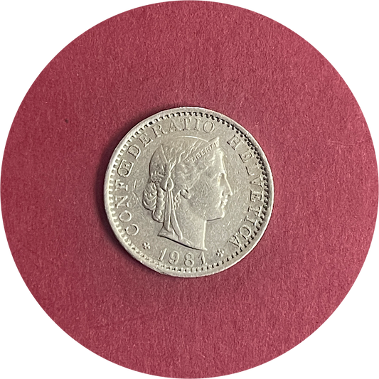 Switzerland,  Twenty Centimes,  Twenty Rappen,  1981 (N)